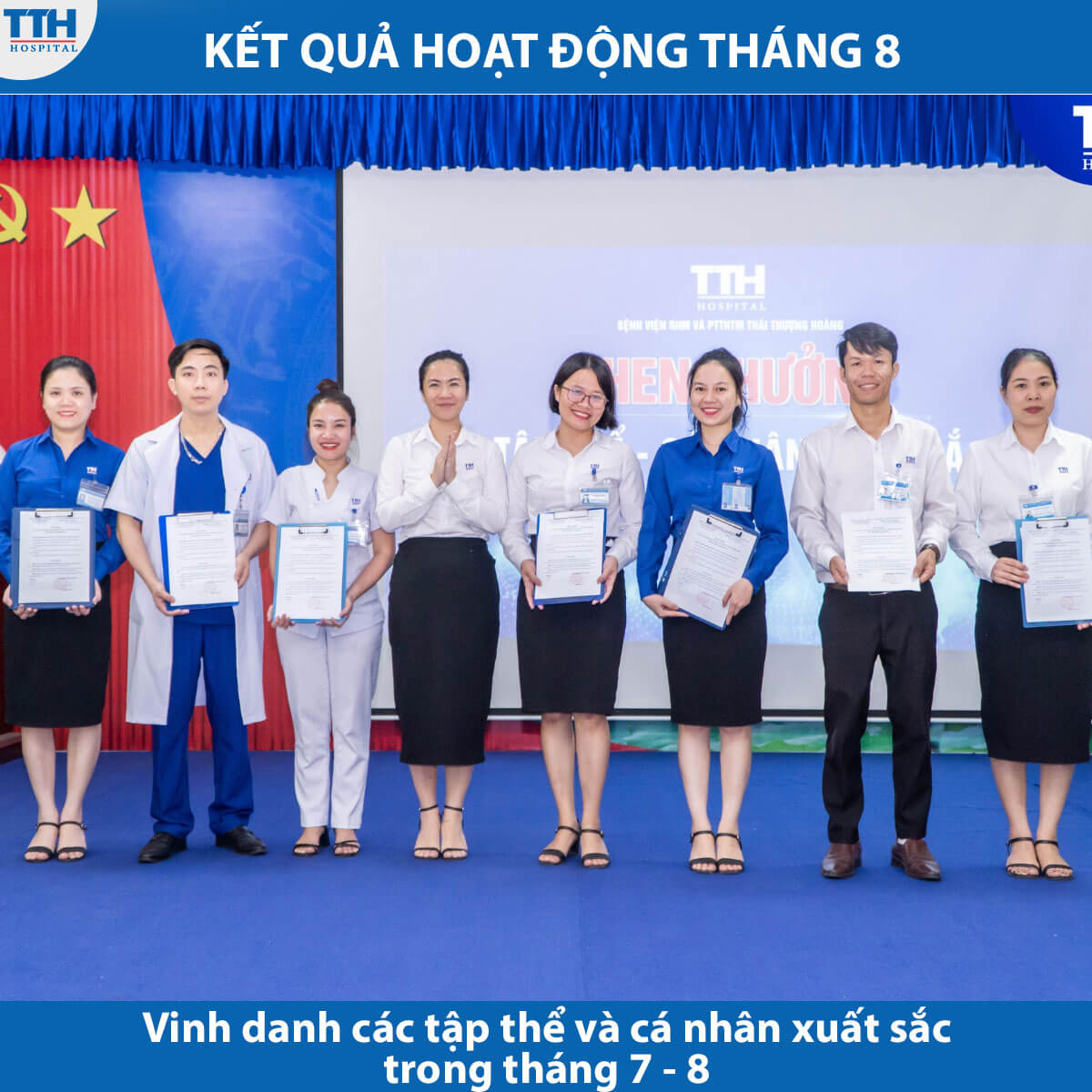 Ban lãnh đạo BV Thái Thượng Hoàng đã thực hiện việc tôn vinh và biểu dương các tập thể xuất sắc trong tháng 8